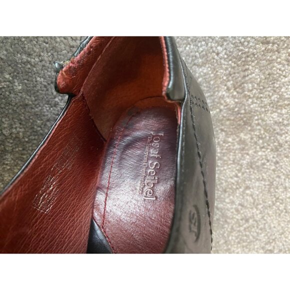 Josef Seibel Black Leather Zippered Heeled Bootie Shoes Size 7.5 M - Picture 7 of 9